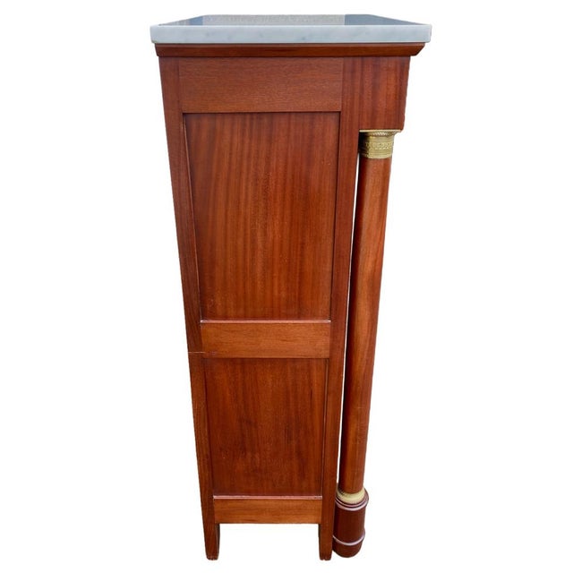 1950s Empire-Style Secretaire in Mahogany with White Marble Top, 1950s For Sale - Image 5 of 9