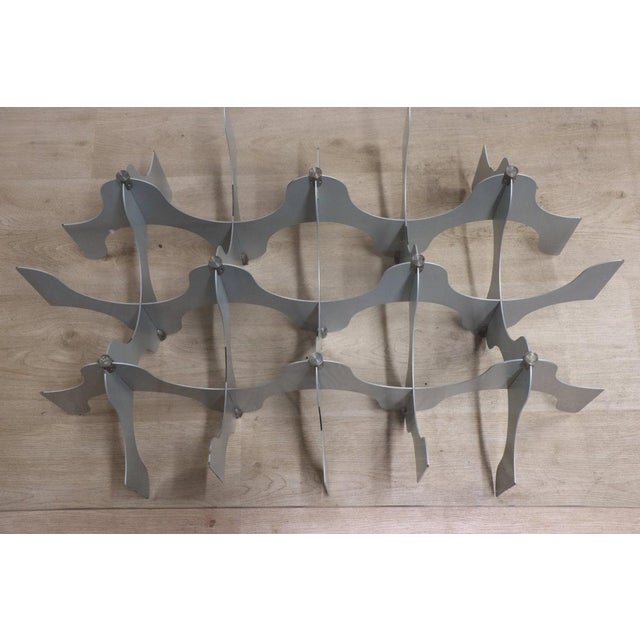 Minimalist Sculptural Coffee Table in Metal and Glass, 1980s For Sale - Image 15 of 18