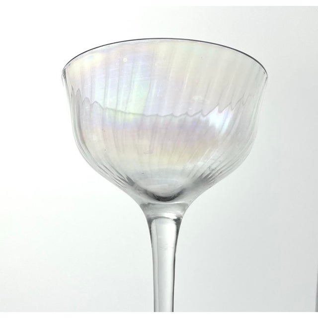 1960s Vintage Mid-Century Lustre Iridescent Pearl Optic Set of 6 Cordial Wine Glasses For Sale In Dallas - Image 6 of 6