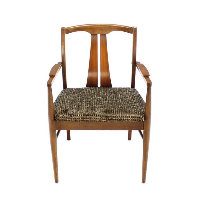 Mid 20th Century Six Mid-Century Modern Medium Light Walnut Dining Chairs New Upholstery MINT For Sale - Image 5 of 10
