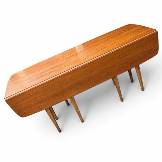 1957 John Van Koert for Drexel Profile K43 Walnut Drop-Leaf Dining Table For Sale - Image 11 of 12