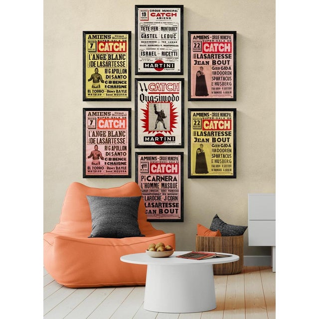 The Piece This vintage poster advertises a "Super-Gala de Catch" held at the Cirque Municipal in Amiens, France, on March...