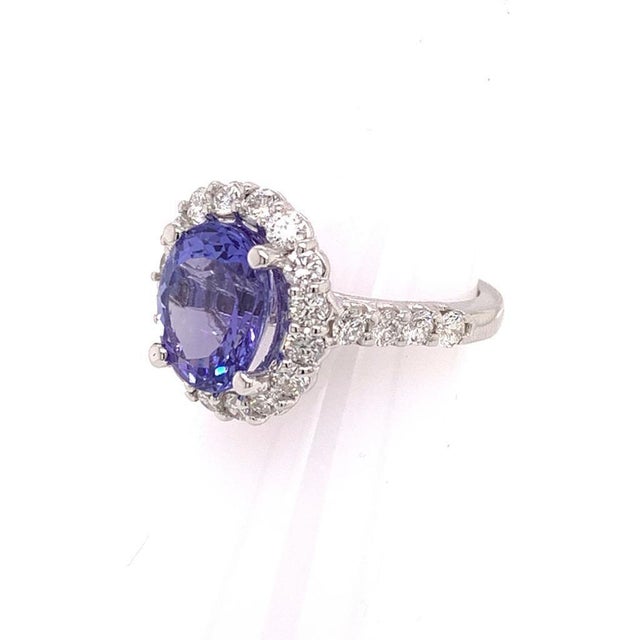 Tanzanite Diamond Ring 14k White Gold 5.30 TCW Certified For Sale In New York - Image 6 of 18