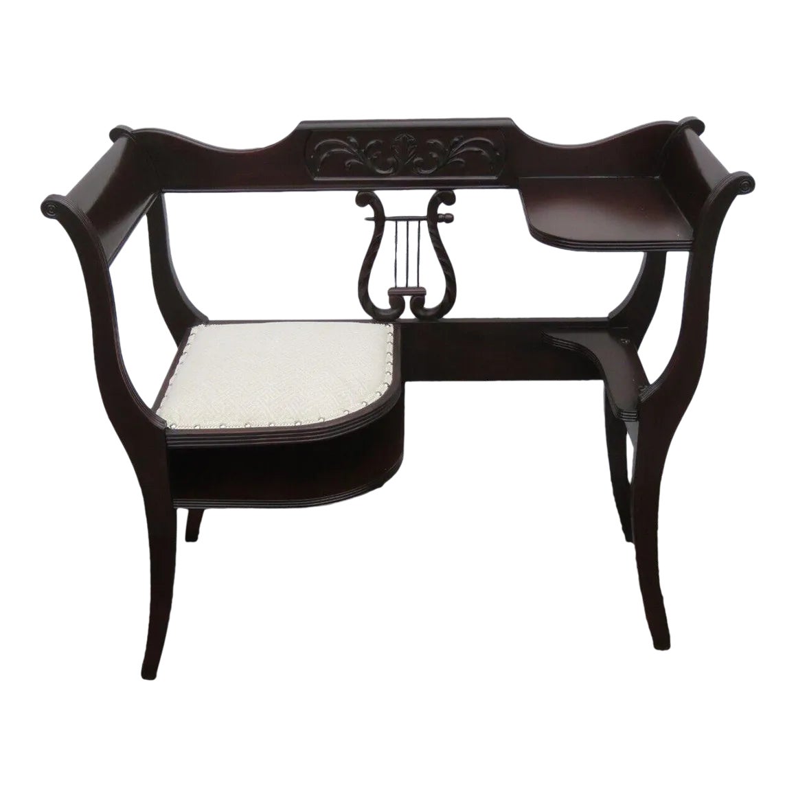 1940s Carved Harp Shape Wood Telephone Table Chairish