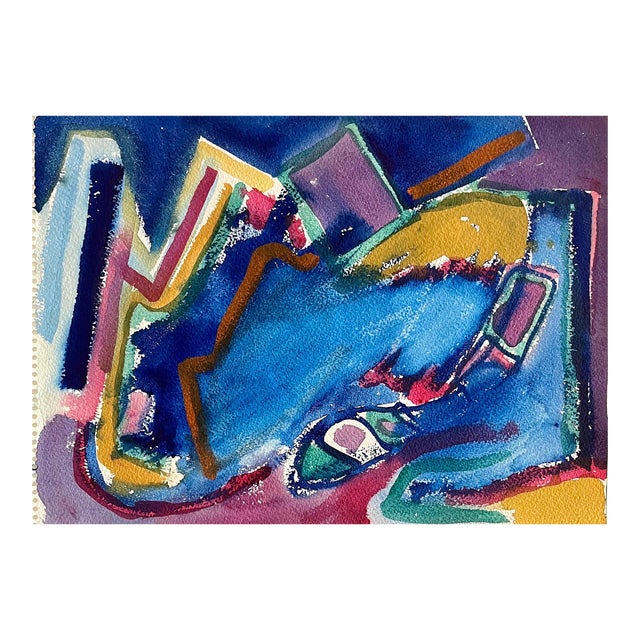 Edward Avedisian, Mod Abstract Expressionist Modernist Edward Avedisian Color Field Art Gouache, c. 1979 For Sale