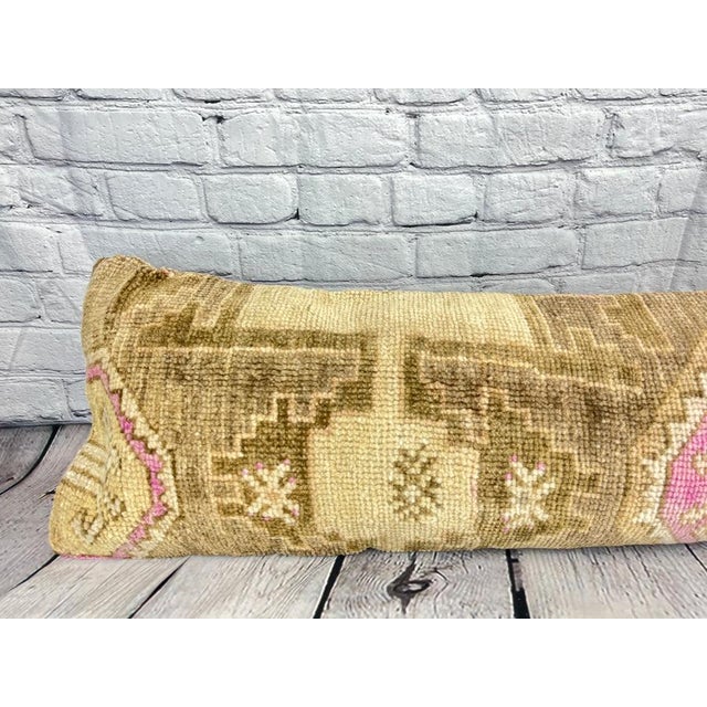 1960s 12 x 46 Lumbar Rug Pillow Nomadic Nommos Turkish Pillow Cushion Cover For Sale - Image 5 of 7