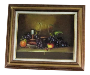 Realistic Oil Still Life of Fruit/Signed, Framed