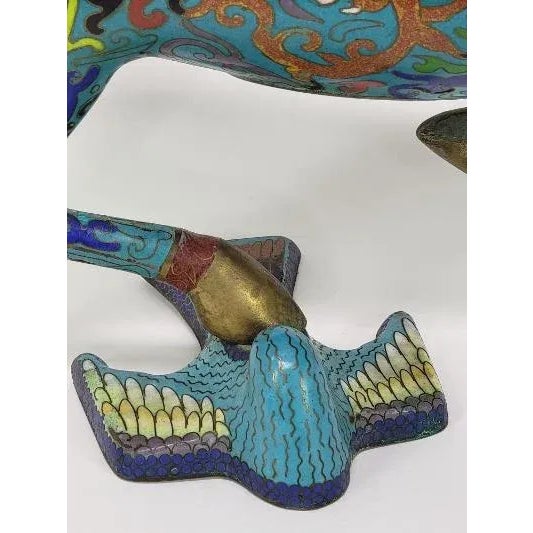 Metal Chinese Cloisonne Enamel Gilt Success Horse Statue For Sale - Image 7 of 10