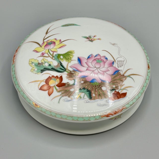 Large Vintage Limoges Porcelain Round Box by Raynaud, 1980s For Sale - Image 6 of 18