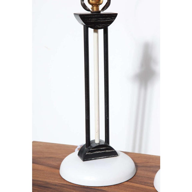 Russel Wright 1940s Russel Wright Style Deco Black & White Table Lamps - a Pair For Sale - Image 4 of 10