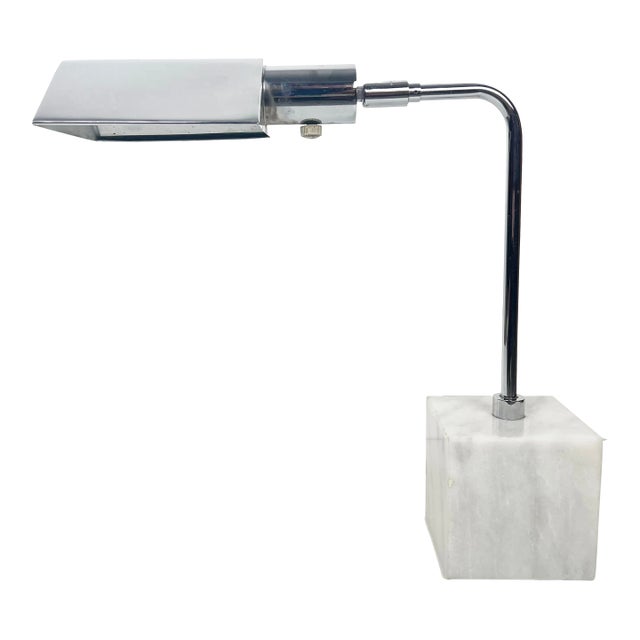 Koch and Lowy Marble Base Chrome Table Lamp For Sale