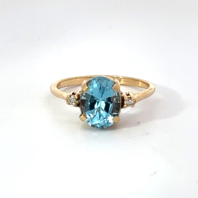 Contemporary Blue Topaz and Diamond Ring 1, Size 6.25 For Sale - Image 3 of 4