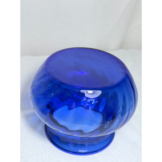 1980s 1980s Set of 2, Cobalt Blue Hand-Blown Studio Art Glass Vases, 7” & 4” For Sale - Image 5 of 6