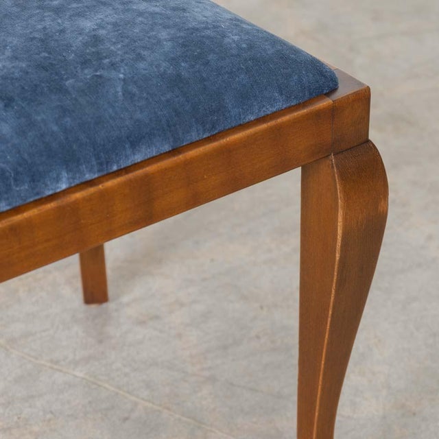 1930s French Walnut Wavy Back Dining Chairs For Sale - Image 15 of 18