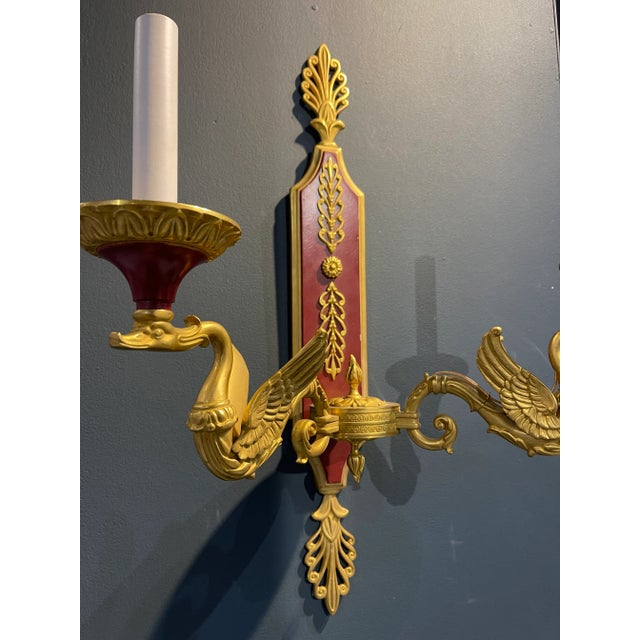 1970s Louis XVI Style Bird Bronze Sconces - a Pair For Sale - Image 9 of 13