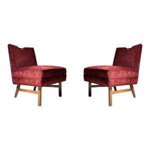 Harvey Probber Side Chairs with Cast Brass Handles - A Pair