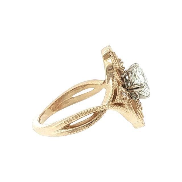 Contemporary Modern Vintage Style Engagement Ring With Repurposed 1.06 Carat Cushion Diamond, Size 6.5 For Sale - Image 3 of 4