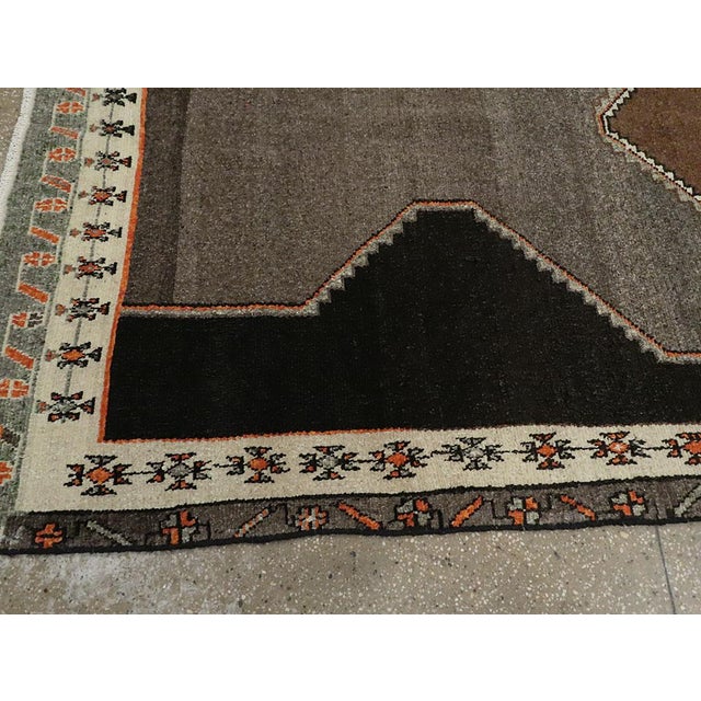 Charcoal Galerie Shabab Collection Mid-20th Century Turkish Anatolian Wide Gallery Runner For Sale - Image 8 of 10