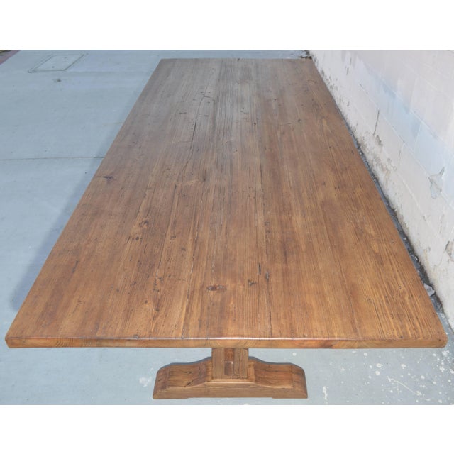 Collapsible Trestle Table in Vintage Pine, Custom Made For Sale - Image 4 of 11