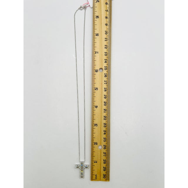 Gia Emerald Cut White Diamond Cross Pendant Necklace in 18k White Gold For Sale In Los Angeles - Image 6 of 6