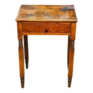 Early 19th Century Antique Tiger Maple & Cherry New York One Drawer Work Table