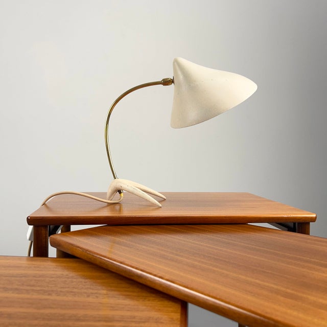 Metal Cream-Colored Table Lamp with Crows Foot from Cosack, Germany, 1950s For Sale - Image 7 of 8