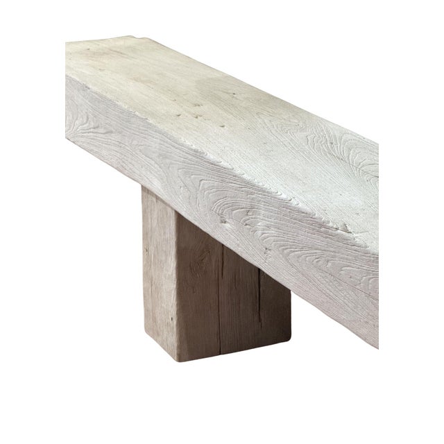 Monumental Teak Wood Bench, Modern Organic, Bleached Finish For Sale - Image 10 of 10