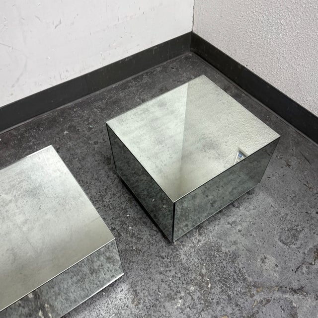 Bespoke Mirrored Cube Side Tables, Pair For Sale - Image 11 of 12