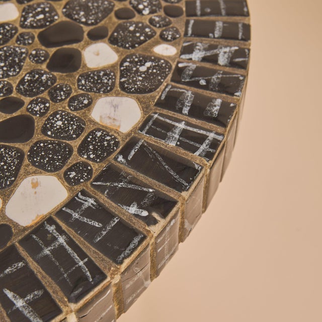 1960s French Mosaic Coffee Table with Brass Base, 1960s For Sale - Image 5 of 13