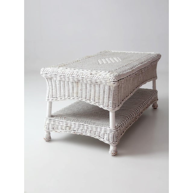 Antique White Wicker Coffee Table For Sale - Image 6 of 13