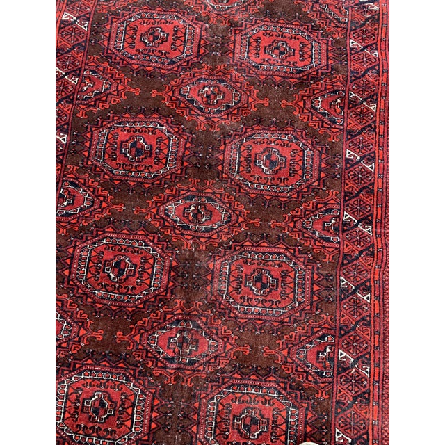 1960s 1960s, Handmade Vintage Uzbek Bukhara Rug 4.5' X 5.10' For Sale - Image 5 of 8