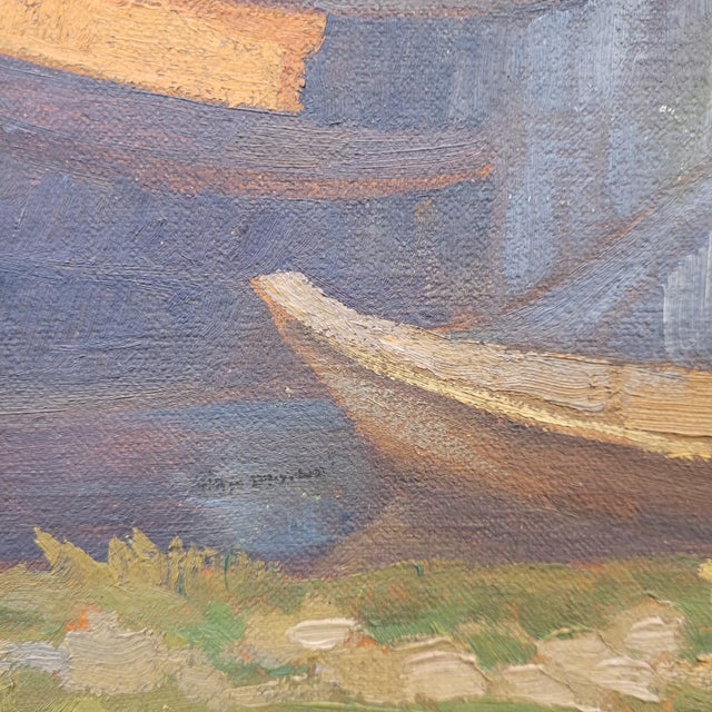 Gerard Beutner, Boats Moored on the Shore, 1920s, Oil on Canvas, Framed For Sale - Image 15 of 18