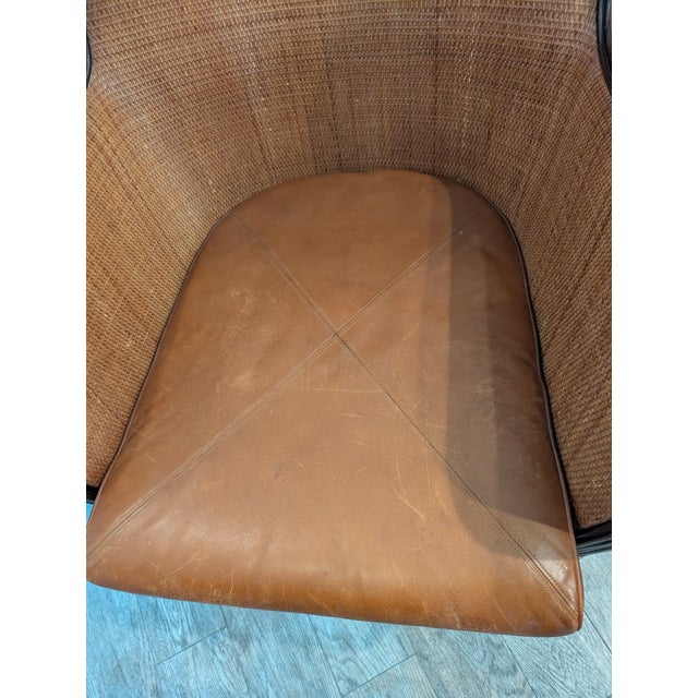 1970's Sculptural Mid-Century Modern Bentwood Lounge Chair With Cane Panels and Leather Seat For Sale - Image 11 of 13