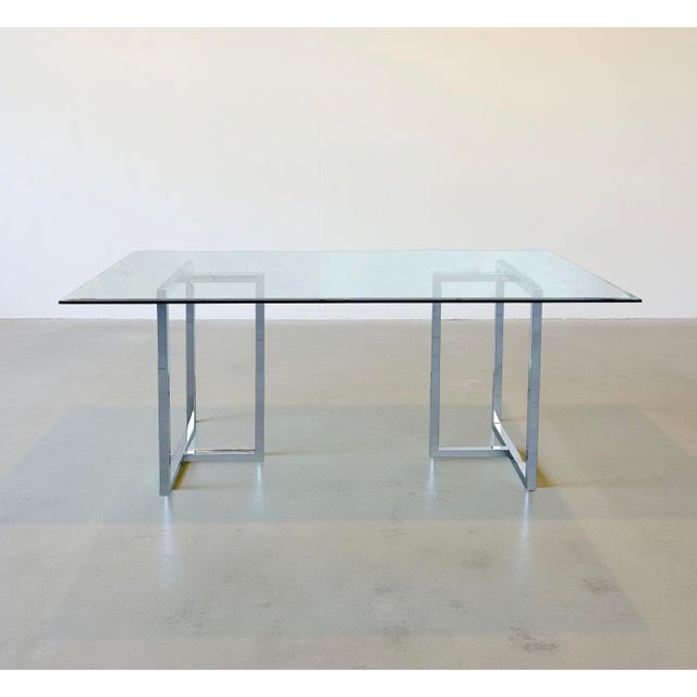 Cb2 Silverado Chrome 72" Rectangular Glass Top Dining Table Chrome Legs Modern For Sale - Image 9 of 9