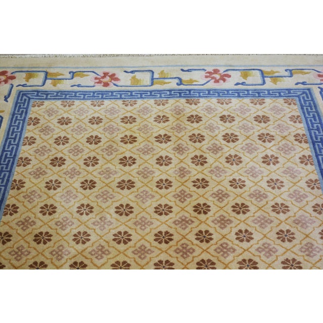 Art Deco Vintage Chinese Art Deco Hand Knotted Organic Wool Fine Weave Rug,5'1"x7'10" For Sale - Image 3 of 8