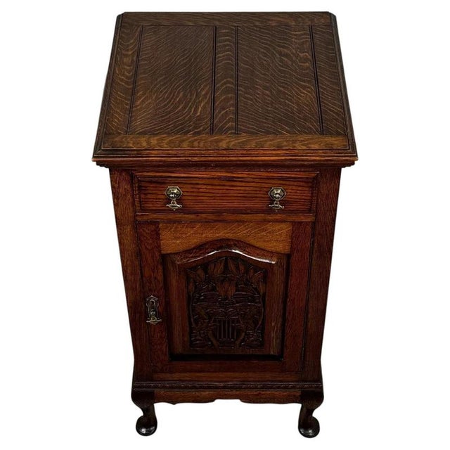 Antique English Oak Cabinet, 1900s For Sale - Image 3 of 13