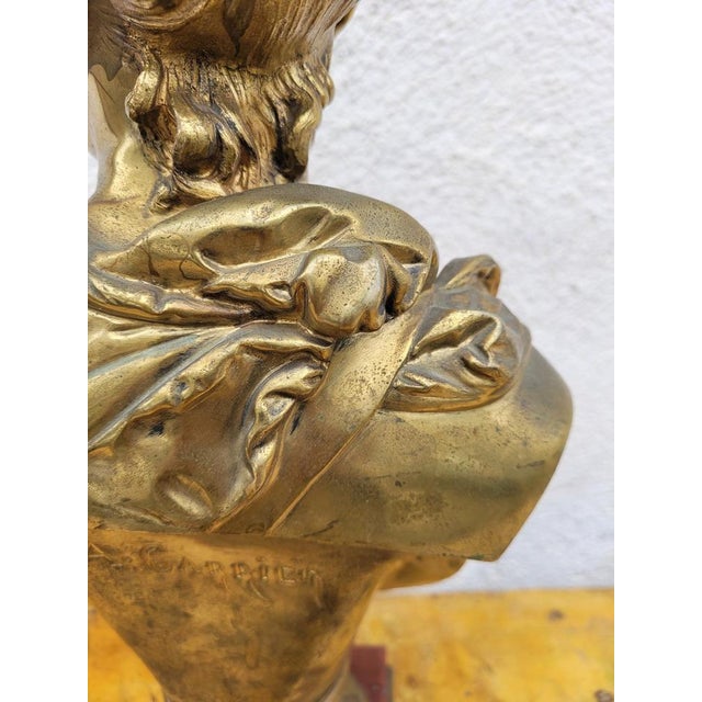 A Carrier, Bust of a Woman, 19th Century, Bronze on Marble For Sale - Image 13 of 18