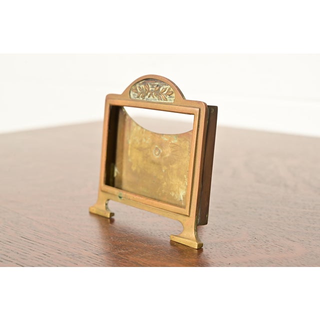 Art Deco Tiffany Studios Style Antique Arts & Crafts Bronze Desk Calendar Frame or Picture Frame For Sale - Image 3 of 13