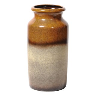 Mid-Century Ochre & Saffron Glazed Ceramic Umbrella Stand With Umber Detailing For Sale