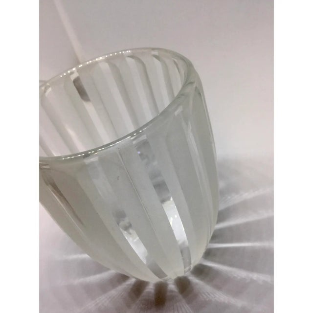 1980s Frosted & Clear Ribbed Crystal Bud Vase For Sale - Image 5 of 8