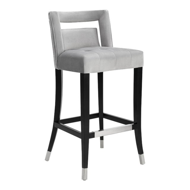 Hart Grey Velvet Counter Stool For Sale