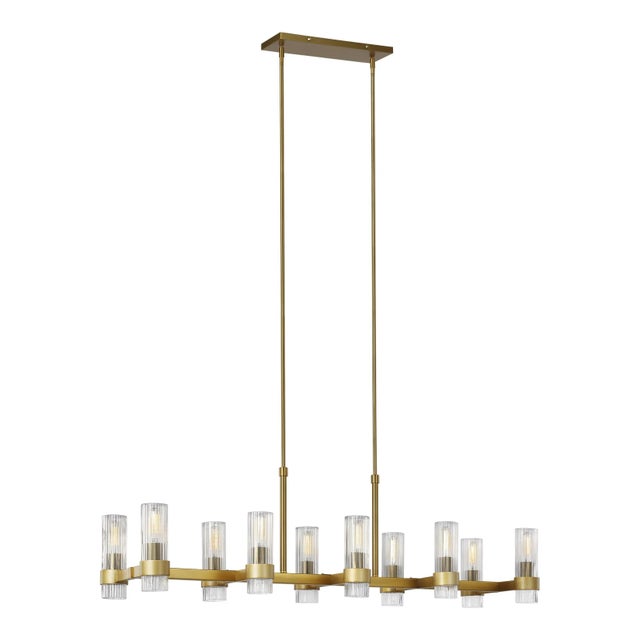 In the Geneva ten light billiard island chandelier, slender fluted shades form an elegant, dynamic silhouette that's...