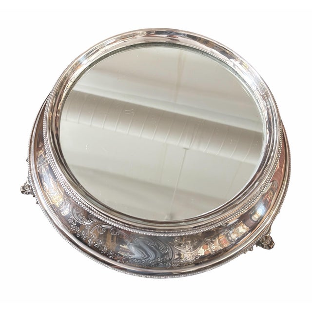 Antique Silver Mirrored Bureau Plateau Vanity or Cake Tray For Sale In Los Angeles - Image 6 of 7
