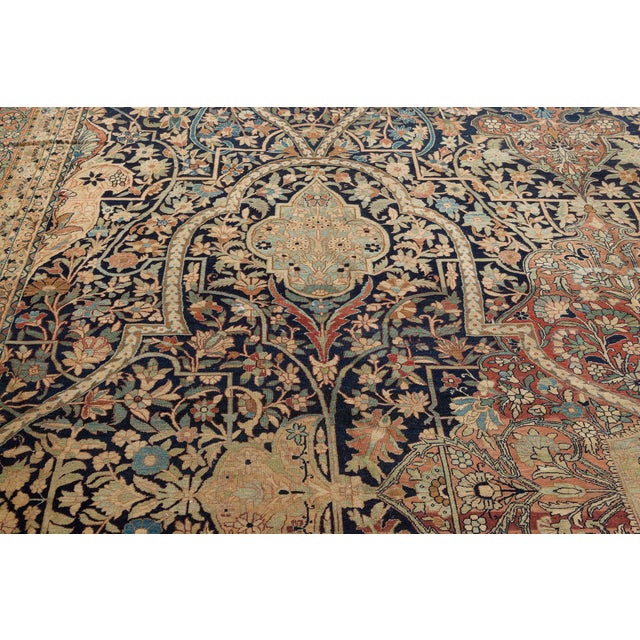 Antique Persian Kirman Handmade Wool Carpet For Sale In New York - Image 6 of 9