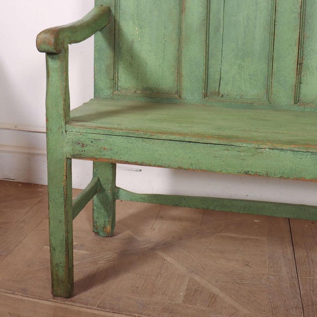 Good 19th C Welsh painted pine farmhouse settle/ bench. 1840 This piece is designed in the style of the selected designer...