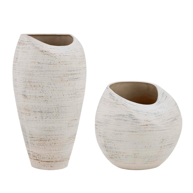 Contemporary Inara Indoor-Outdoor White Vases Set/2 For Sale - Image 3 of 4