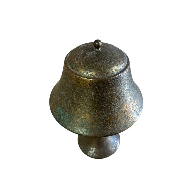 Metal Antique Heintz Style Arts Crafts Copper Desk Lamp Mission Bell Top For Sale - Image 7 of 10