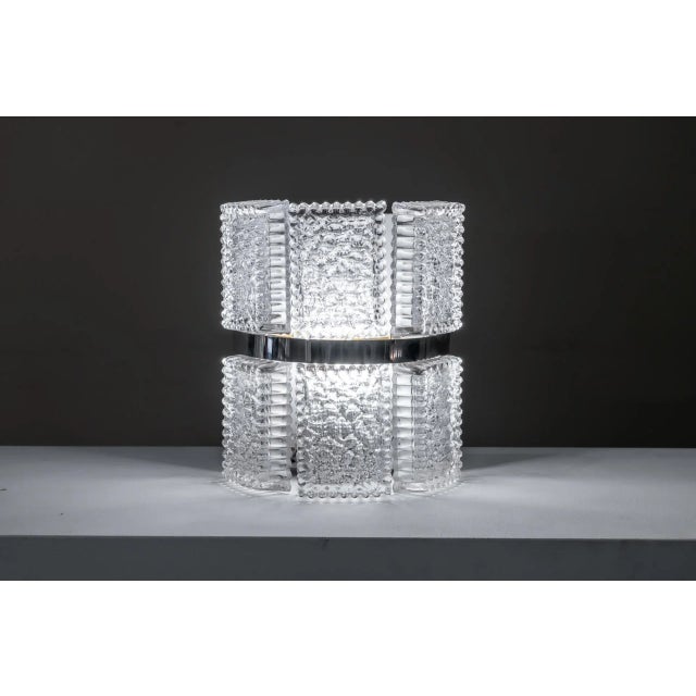 Vintage German Wall Lamp in Pressed Glass and Steel, 1960 For Sale - Image 6 of 8