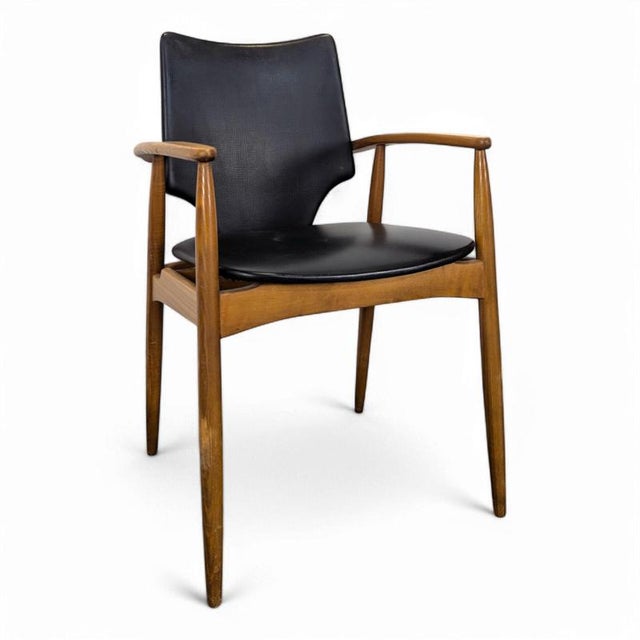 Scandinavian Leather & Teak Armchair For Sale - Image 5 of 5