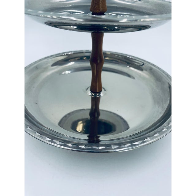 Silver Vintage Two-Tier Rotating Platter, 1965 For Sale - Image 8 of 9